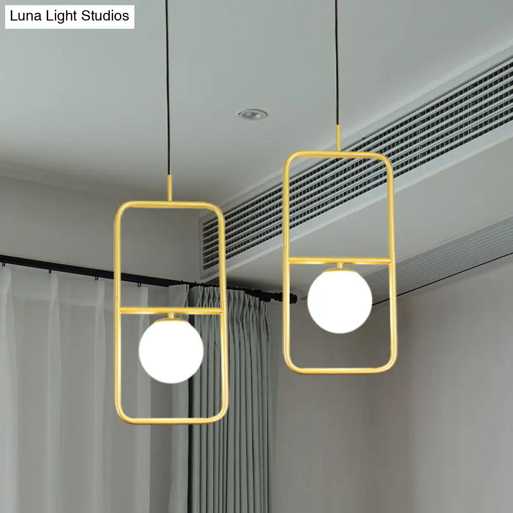 Modern White Glass Pendant Lamp with Gold LED Lights