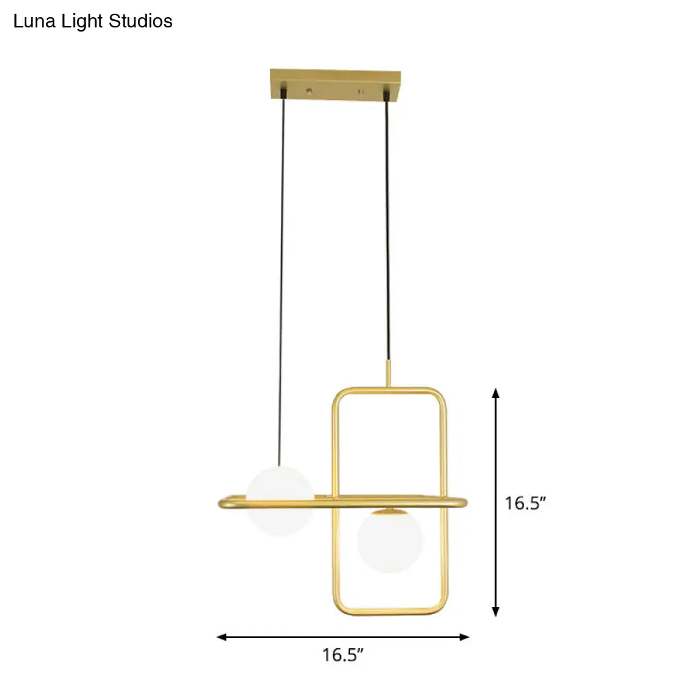 Modern White Glass Pendant Lamp with Gold LED Lights