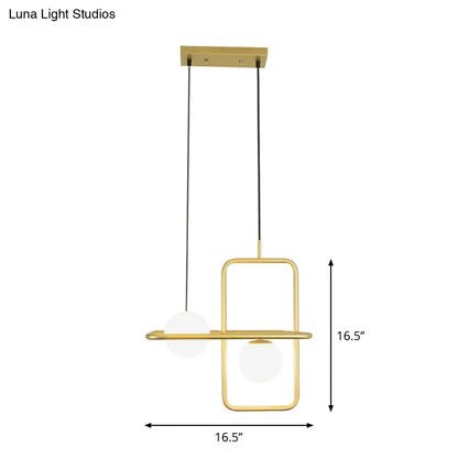 Modern White Glass Pendant Lamp with Gold LED Lights