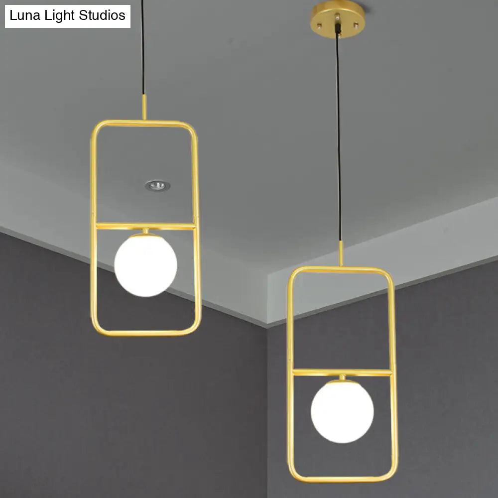 Modern White Glass Pendant Lamp with Gold LED Lights