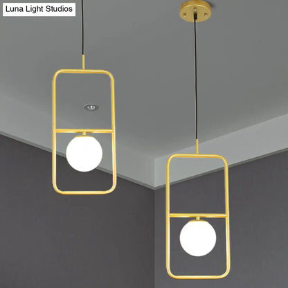 Modern White Glass Pendant Lamp with Gold LED Lights