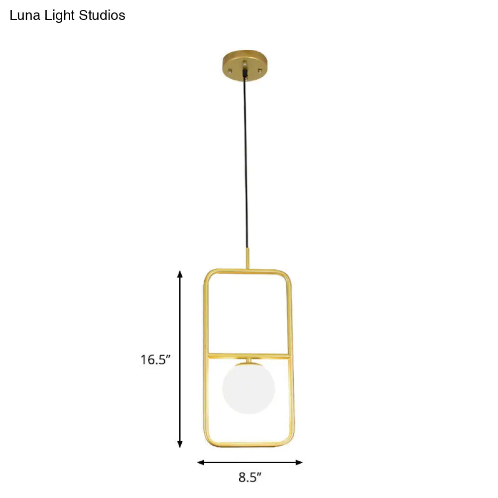 Modern White Glass Pendant Lamp with Gold LED Lights