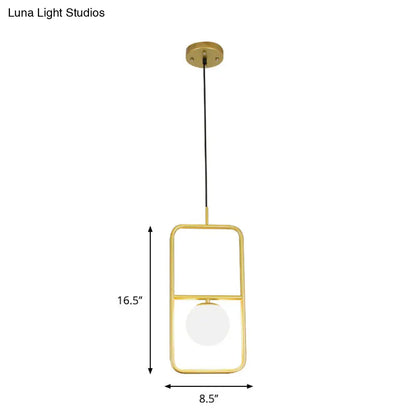 Modern White Glass Pendant Lamp with Gold LED Lights