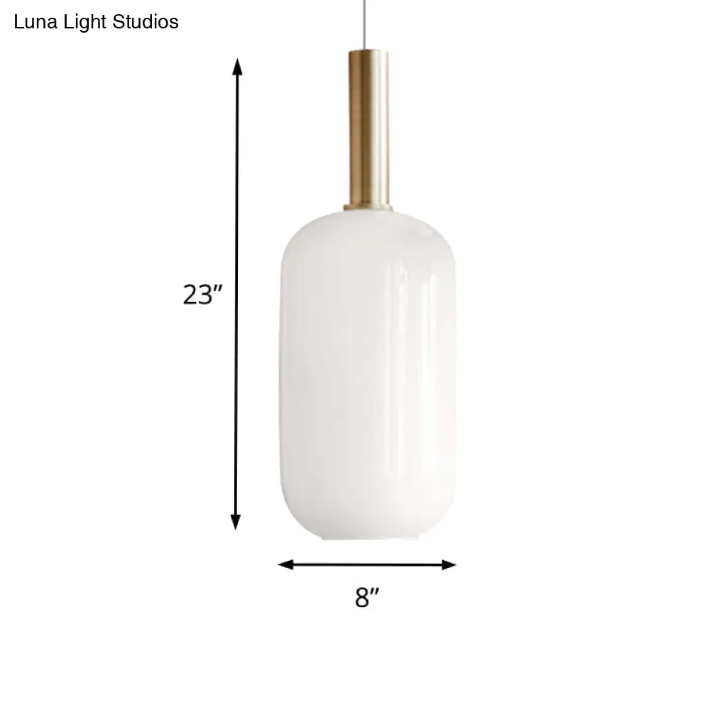 Modern White Glass Pendant Lighting – 1 Light Brass LED Ceiling Lamp Fixture