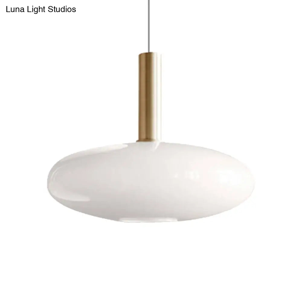 Modern White Glass Pendant Lighting – 1 Light Brass LED Ceiling Lamp Fixture