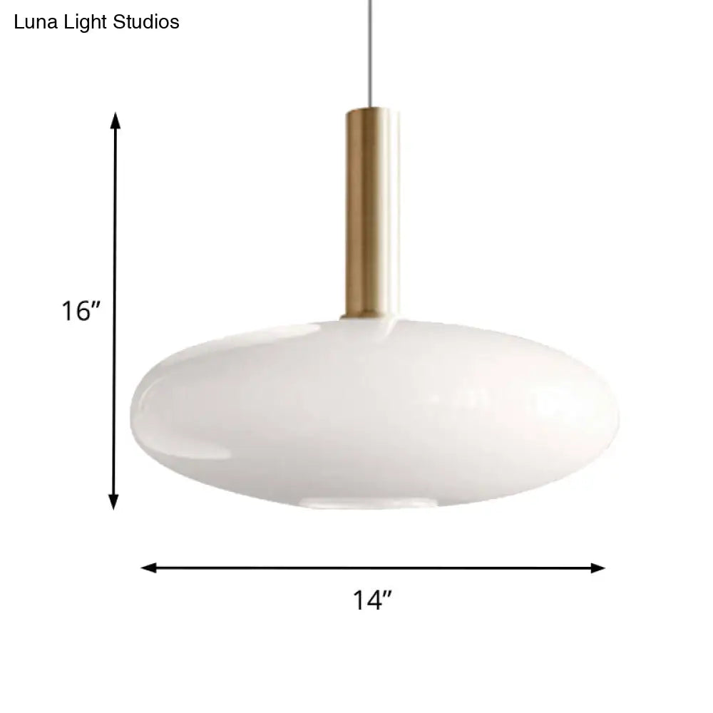 Modern White Glass Pendant Lighting – 1 Light Brass LED Ceiling Lamp Fixture