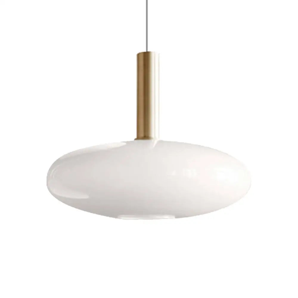 Modern White Glass Pendant Lighting – 1 Light Brass LED Ceiling Lamp Fixture