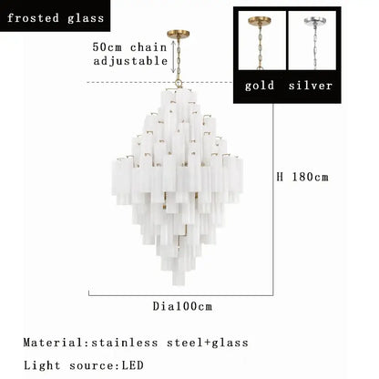 Modern white glass pendant lights with frosted tiered design and stainless steel hardware in gold or silver finish decorbites big white