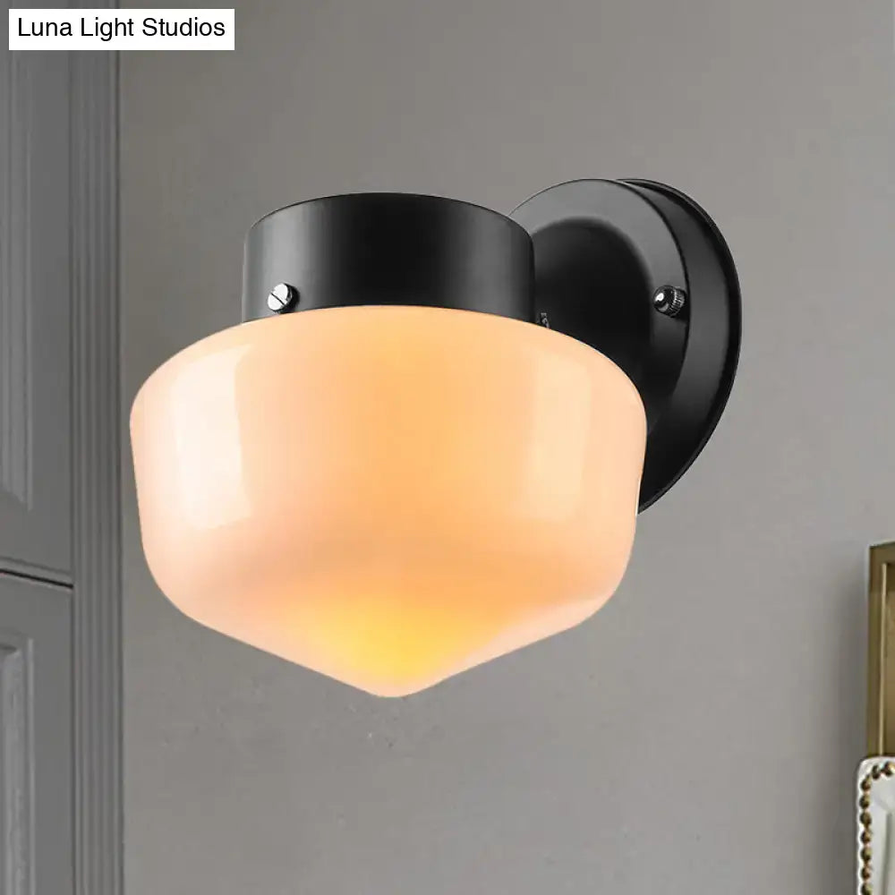 Black metal sconce light with frosted warm glass shade for modern white glass sconce light bedroom black white mirror