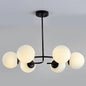 Modern White Glass Sphere Chandelier for Bedroom - Stylish Suspension Lighting Fixture