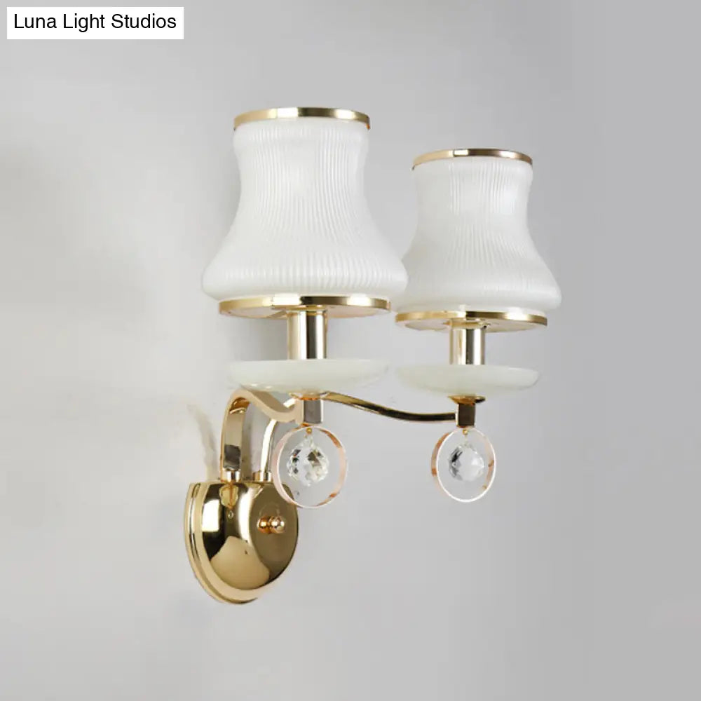 DecorBites™ DecorBites™ Modern White Glass Wall Sconce with Gold Metal Arm & 2 Bulbs