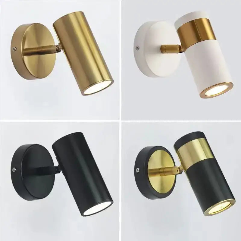Modern white and gold decorbites adjustable nordic led wall lamp with cylindrical shade and brushed brass finish for bedroom decor