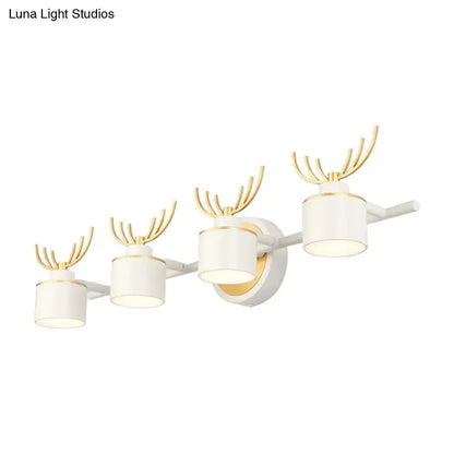 Modern white and gold antler wall light fixture with cylindrical shades for bathroom vanity natural wall light