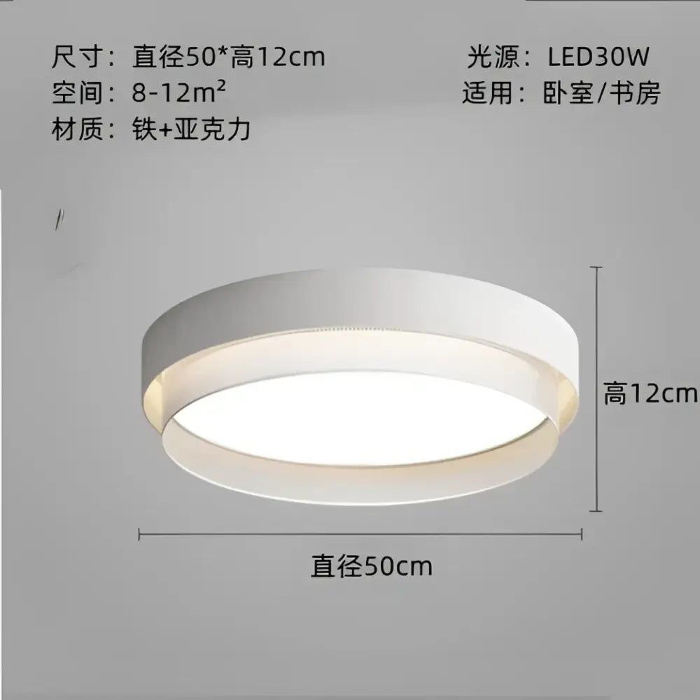 Modern white and gold circular metal grid ceiling light with matte finish and subtle gold accent ring for bedroom decorbites ceiling light