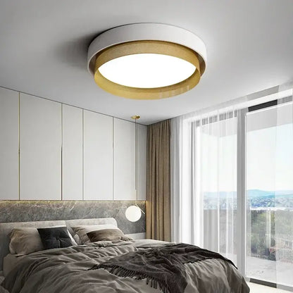 Modern white and gold circular metal grid ceiling light with a decorbites circular metal design for bedroom decor