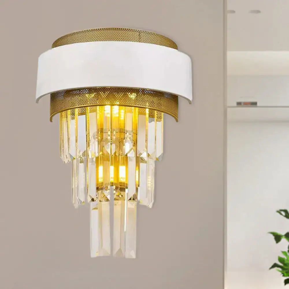 Modern wall lamp gold and white crystal wall sconce with droplets ideal for bedroom lighting
