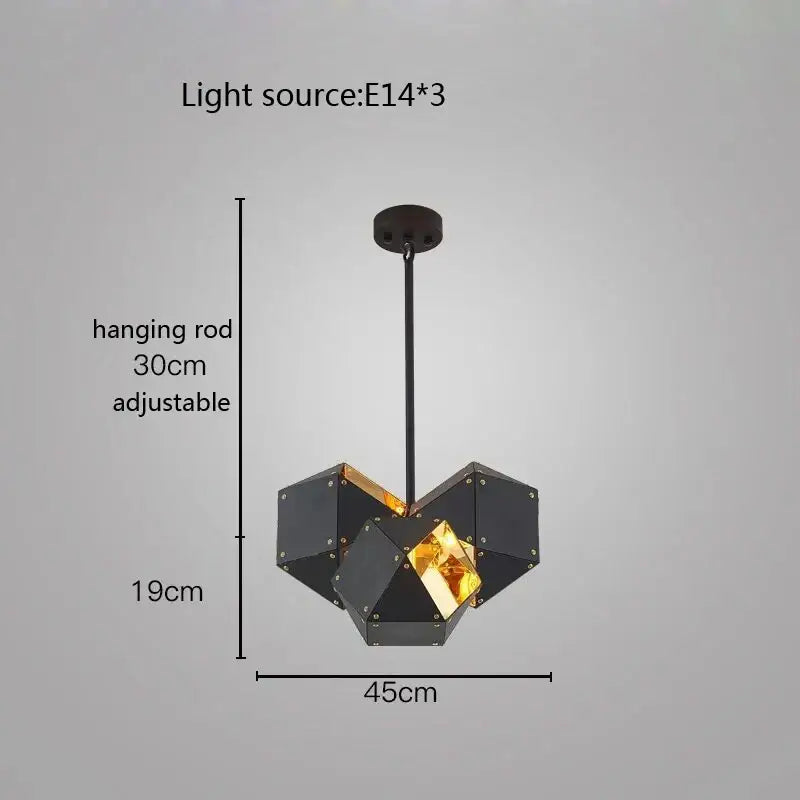Modern white and gold cube led pendant light featuring black geometric design with gold-toned crystal accents decorbites cube led pendant