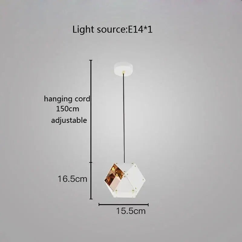 Modern white and copper geometric cube led pendant light with hexagonal design for dining room decorbites cube led pendant