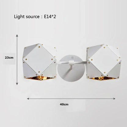 Modern white and gold cube led pendant light with geometric wall sconce design for dining room decorbites cube led