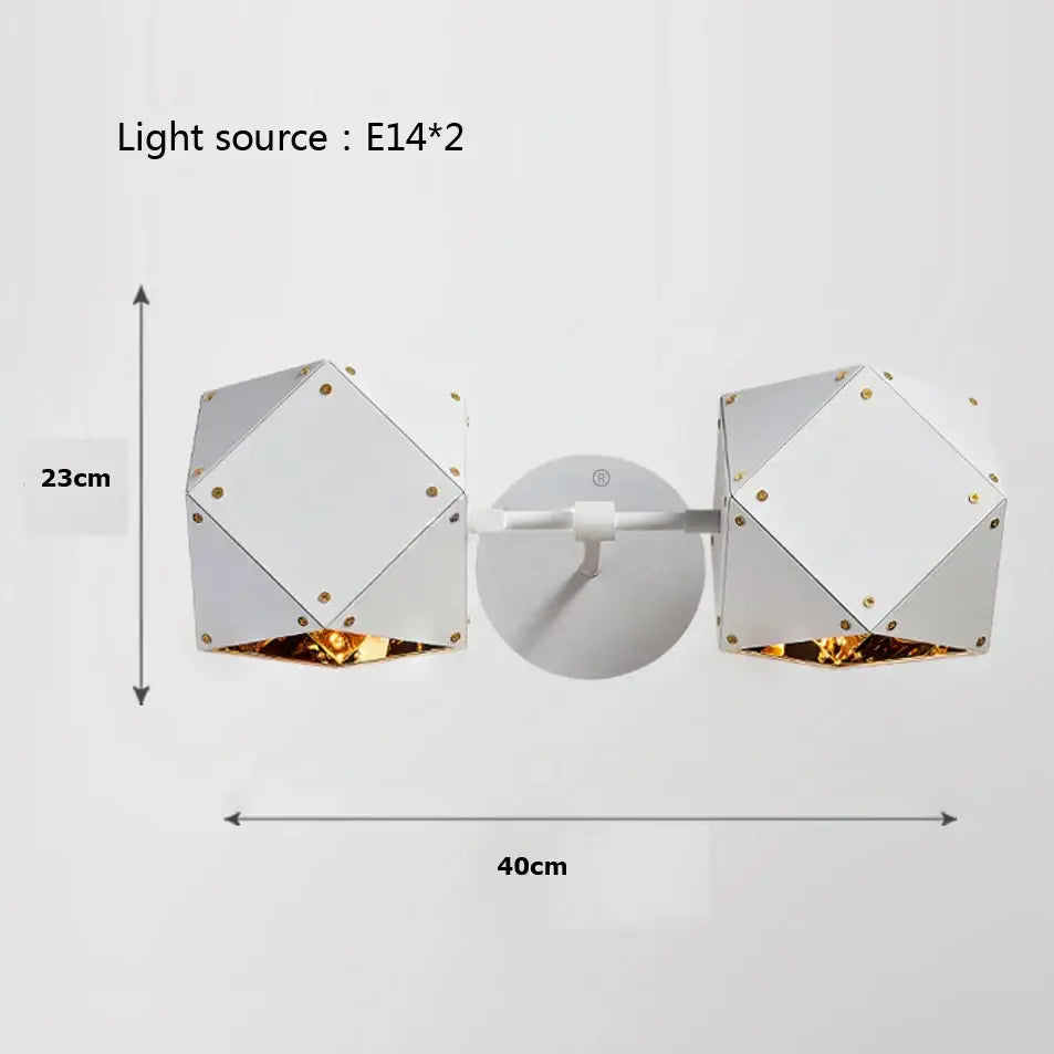 Modern white and gold cube led pendant light with geometric wall sconce design for dining room decorbites cube led