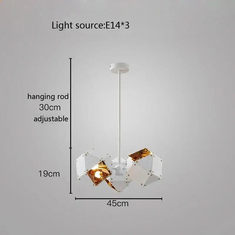Modern white and gold cube led pendant light with geometric metallic facets ideal for dining room decorbites cube led design