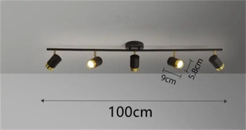 Black and gold decorbites ceiling chandelier with five adjustable spotlights for modern living room lighting