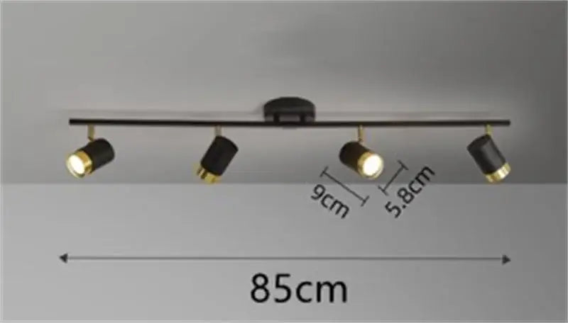 Black and gold decorbites ceiling chandelier with four adjustable spotlights for modern living room lighting