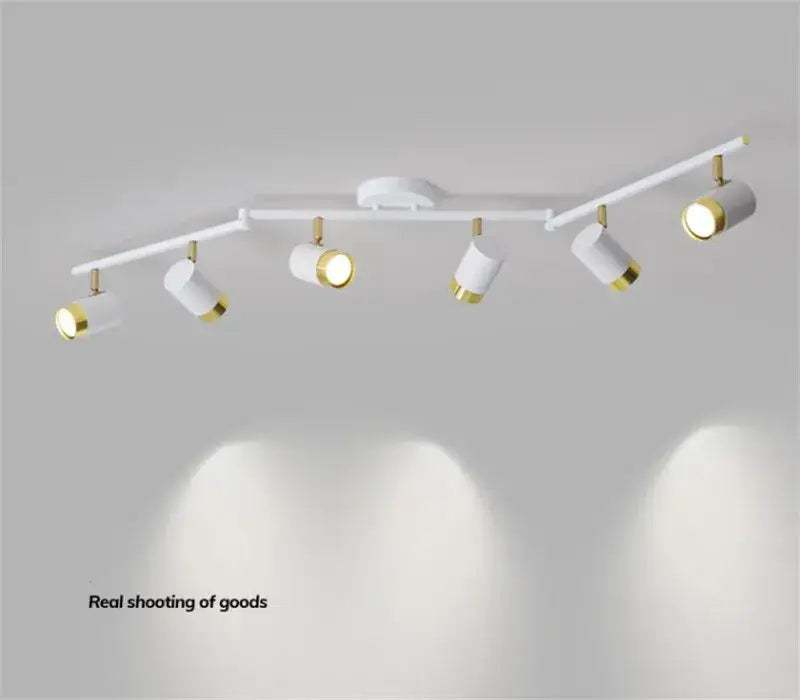Modern white and gold decorbites ceiling chandelier with five adjustable spotlights for living room lighting