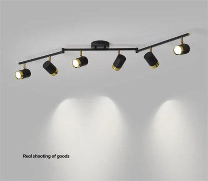 Black and gold decorbites ceiling chandelier with five adjustable spotlights for modern living room lighting