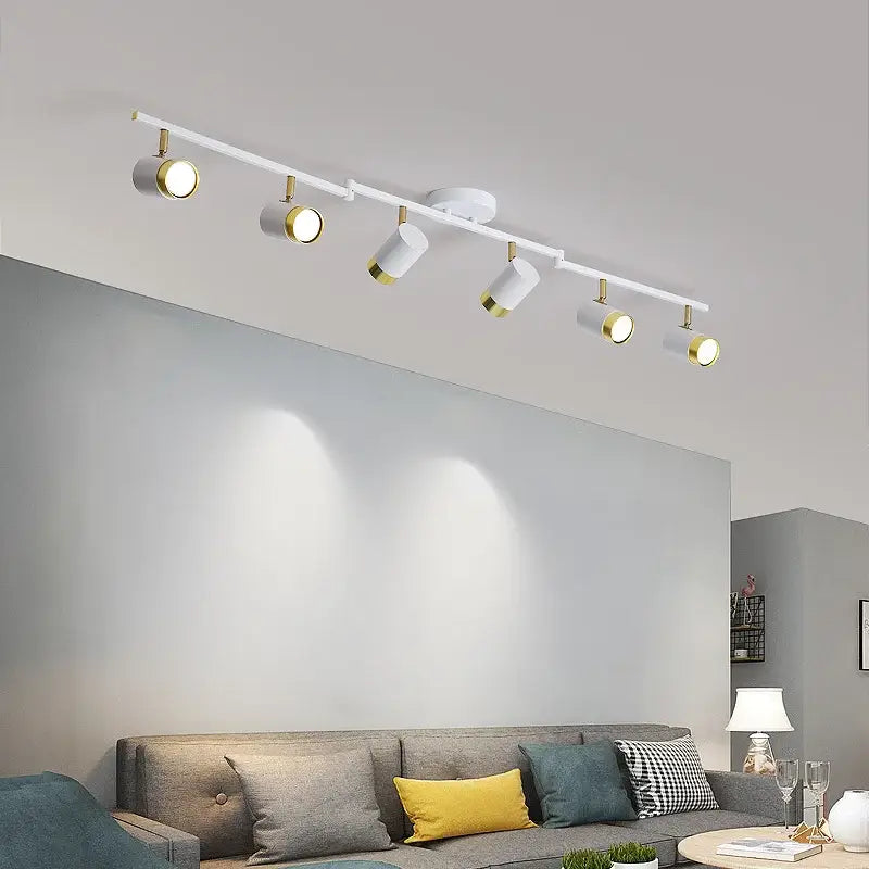 Modern white and gold decorbites ceiling chandelier with adjustable spotlights for living room lighting