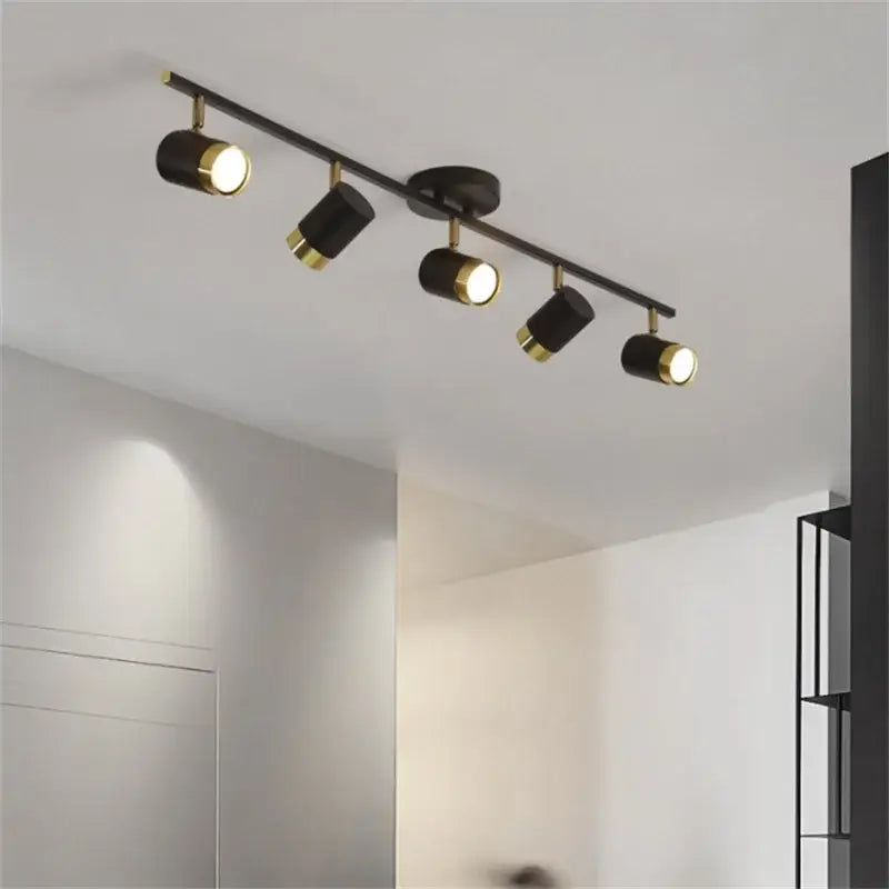Black and gold decorbites ceiling chandelier with five adjustable spotlights for modern living room lighting
