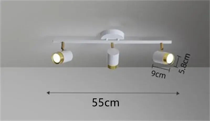 Modern white and gold decorbites ceiling chandelier with three adjustable spotlights for living room lighting