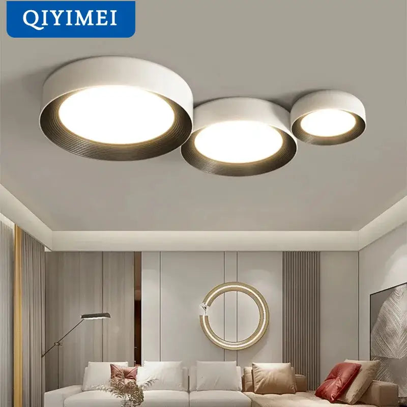 Modern white and gold decorbites circular chandelier with three minimalist circular chandelier lights for dining room use