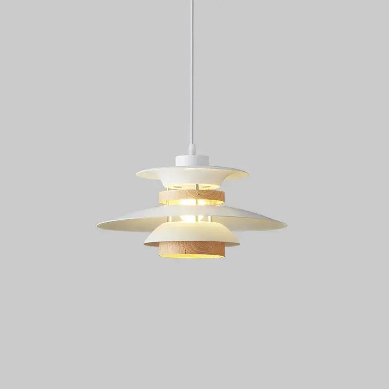 Modern white and gold decorbites designer pendant light with layered light wood tiers for living room decorbites designer pendant