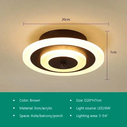 Modern white and gold led ceiling light with brown circular iron and acrylic rings for decorbites led ceiling use