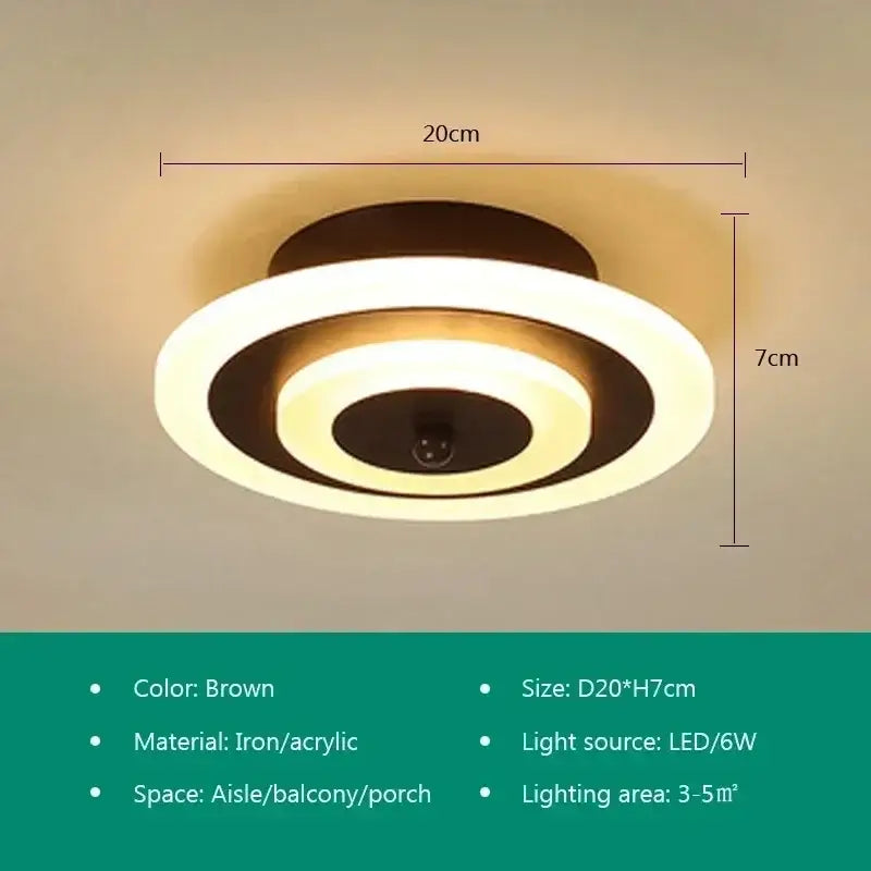 Modern white and gold led ceiling light with brown circular iron and acrylic rings for decorbites led ceiling use