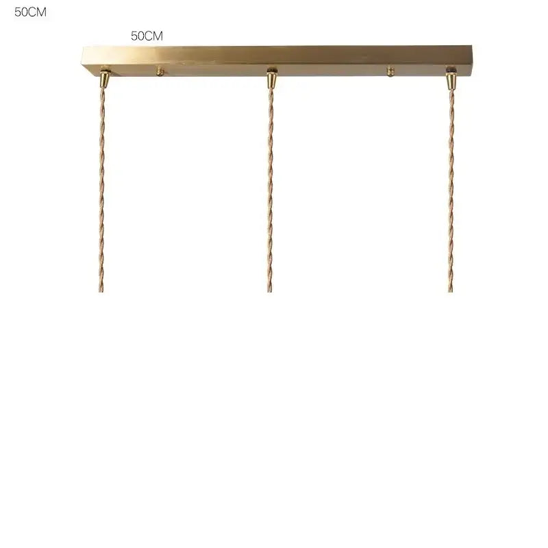 Gold-toned rectangular decorbites ceramic led pendant light with three twisted cable suspensions for dining room decor
