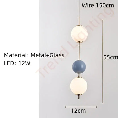 Modern white and gray glass pendant light with colorful ball led spherical globes suspended by 150cm metal wire for dining room decorbites colorful ball