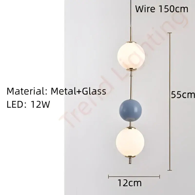 Modern white and gray glass pendant light with colorful ball led spherical globes suspended by 150cm metal wire for dining room decorbites colorful ball