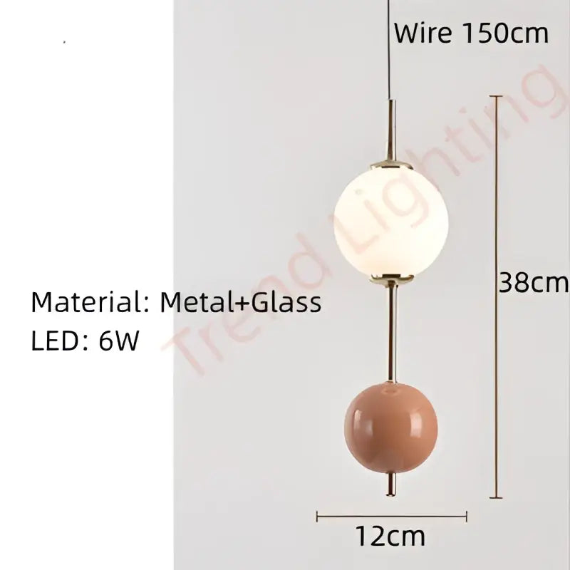 Modern pendant light with sleek metal frame and two spherical glass orbs featuring decorbites colorful ball led design