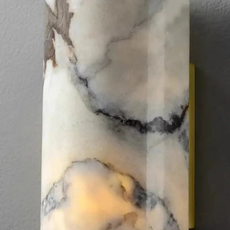 Modern white and gray marble led wall lamp with polished veining for elegant living room illumination