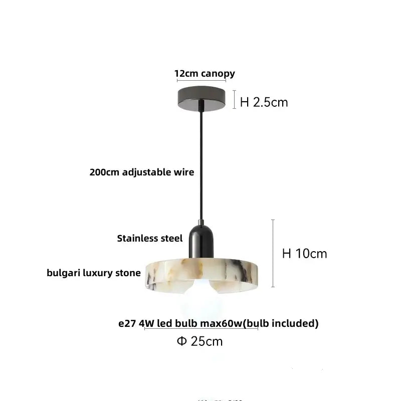 Modern white and gray marble pendant light with printed ball led shade and black stainless steel canopy for kitchen decorbites 3d printed design