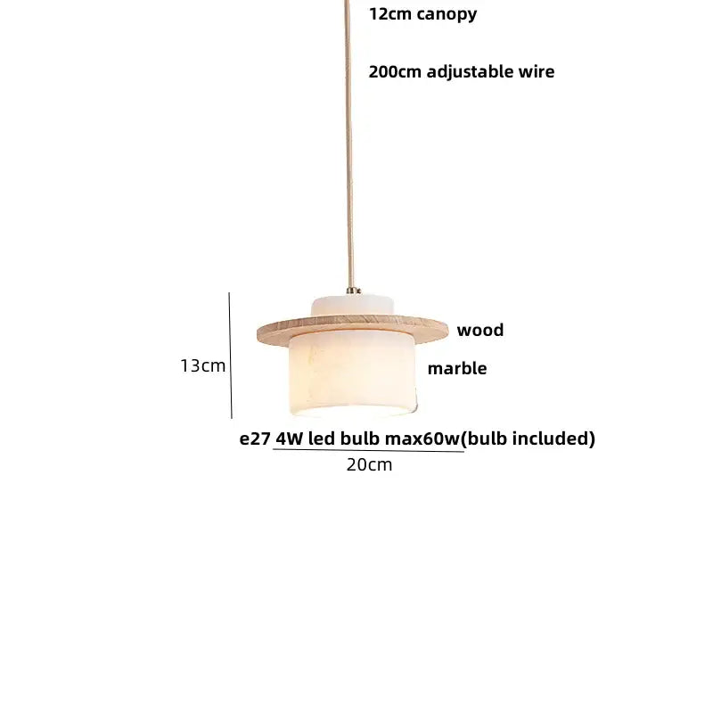Modern white and gray marble pendant light with warm frosted glass shade and natural wood canopy by decorbites 3d printed printed ball led