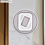 Modern white and gray sophisticated wall light with circular led design and illuminated rectangular cutout for study room 110v-120v 220v-240v