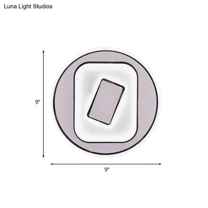 Modern white and gray sophisticated wall light with concentric rings and integrated led panel for study room 110v-120v 220v-240v
