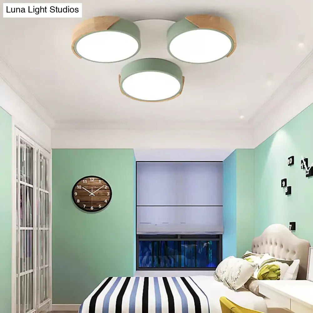 DecorBites™ DecorBites™ Modern White/Green Round Flush Ceiling Light with Stylish Metal Finish - 3/7 Heads Ceiling Lamp for Living Room
