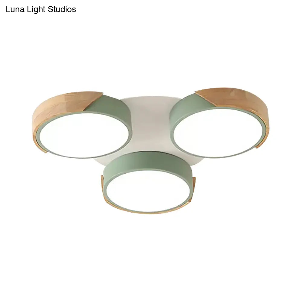 DecorBites™ DecorBites™ Modern White/Green Round Flush Ceiling Light with Stylish Metal Finish - 3/7 Heads Ceiling Lamp for Living Room