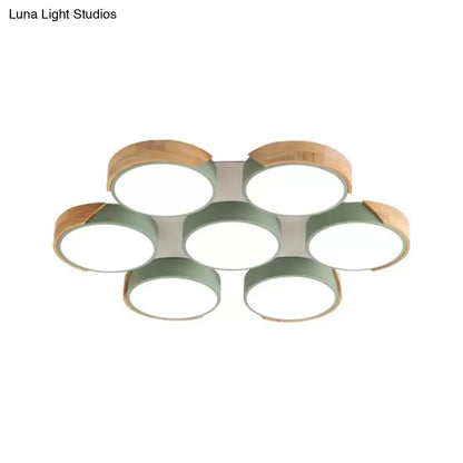 DecorBites™ DecorBites™ Modern White/Green Round Flush Ceiling Light with Stylish Metal Finish - 3/7 Heads Ceiling Lamp for Living Room