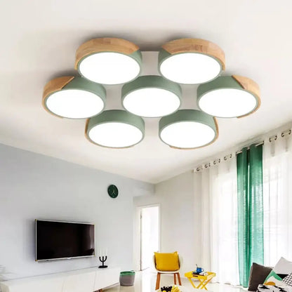 DecorBites™ DecorBites™ Modern White/Green Round Flush Ceiling Light with Stylish Metal Finish - 3/7 Heads Ceiling Lamp for Living Room