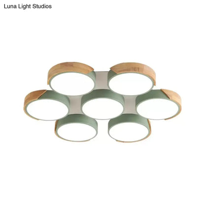 DecorBites™ DecorBites™ Modern White/Green Round Flush Ceiling Light with Stylish Metal Finish - 3/7 Heads Ceiling Lamp for Living Room